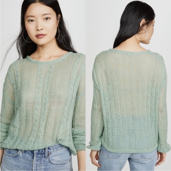 Free People / Angel Soft Pullover Sweater Mint Fresh Combo Alpaca Wool Blend XS - Picture 5 of 16